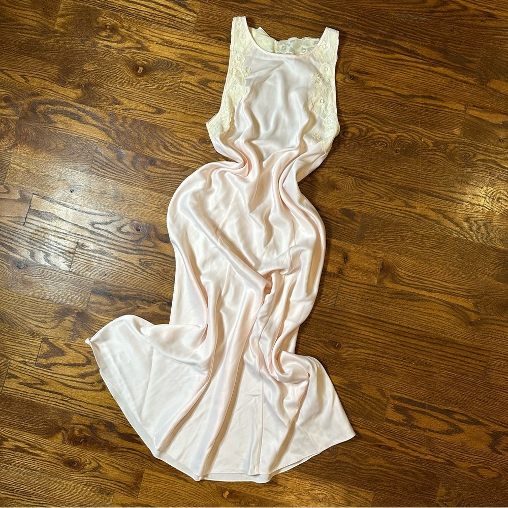 Judith Hart Vintage Pink and Lace Maxi Slip Dress